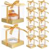 12Pcs PVC Cake Packaging Boxes Clear Window Elegant Design for Baking Treats Bakery Cupcake Muffin Transport Container