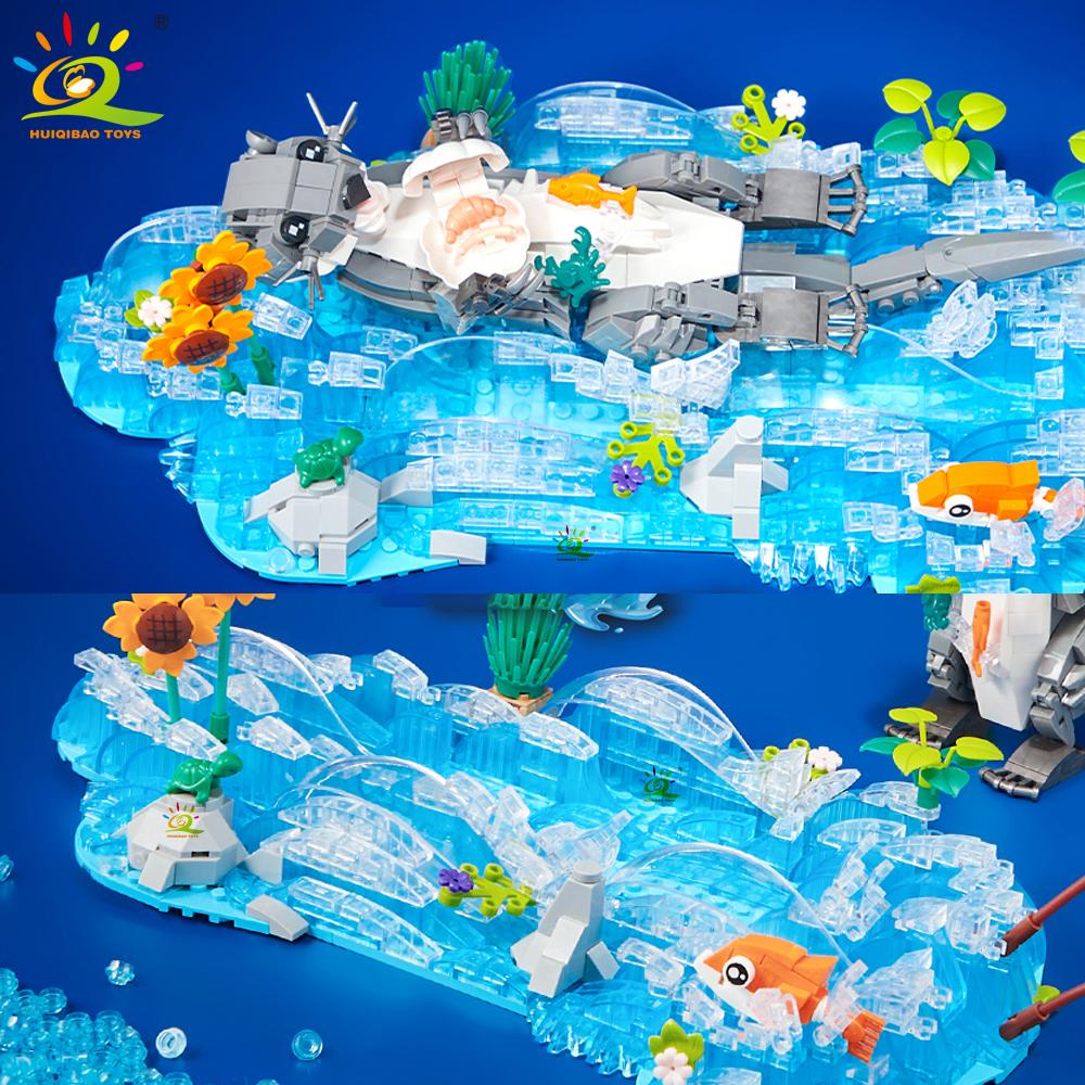 HUIQIBAO MOC Model zvířete vydra Stavební kostka Cihla Sestava pro chlapce Stavebnice Pro děti Dítě DIY Hra Dekorace na stůl Doma