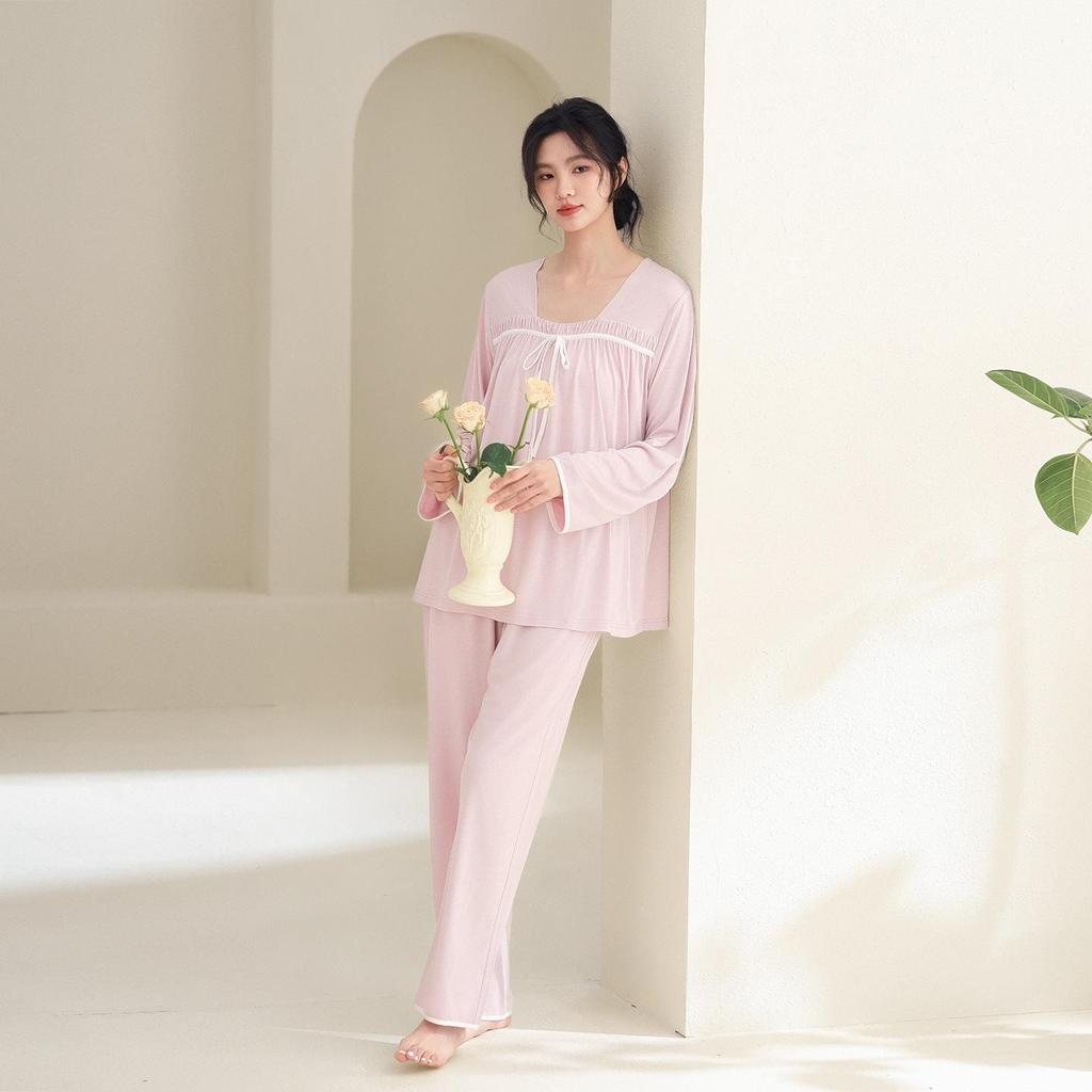 Pure Desire Women's Soft Modal Pajamas - Spring/Fall Plus Size Long Sleeve Homewear Set