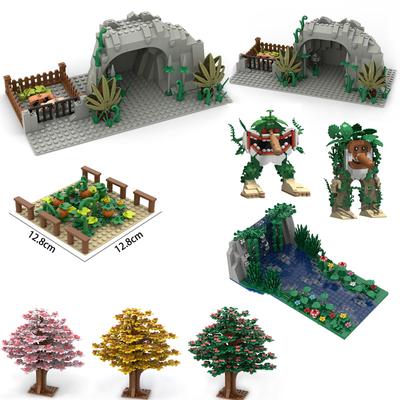DIY Mountain-Top Caven with Pigs In Enclosures MOC Building Blocks Boys Assembled Forest Tree Scene Model Bricks Toys Kids Gifts