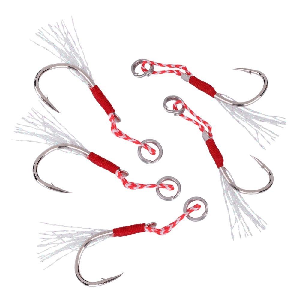 35PCS 11-15# Jigging Assist Hooks with Flash Tinsel Assist Hooks Vertical Jigging 11#-35PCS