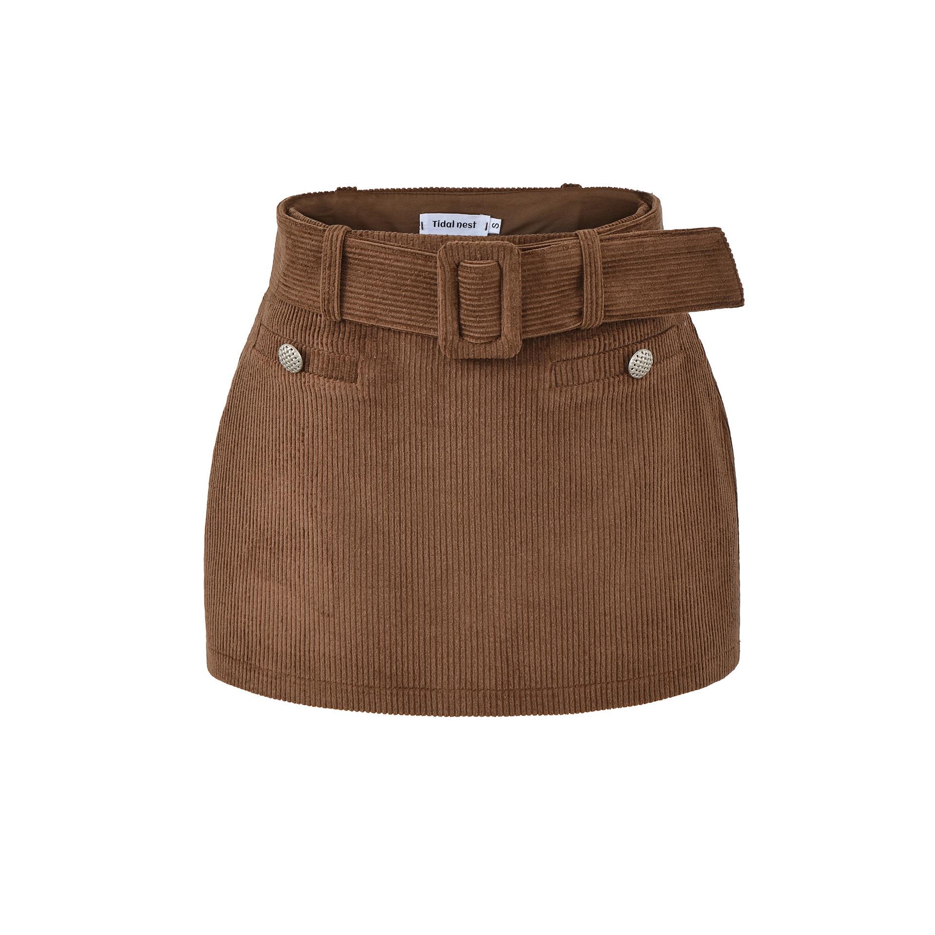 

Women s High Waist Corduroy Mini Skirt: Sweet Korean Style, Sexy Hip-Hugging Slim Fit Medium кофейный