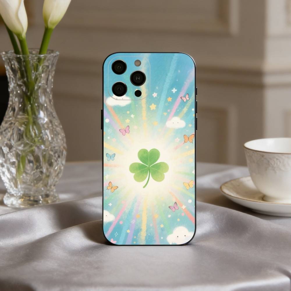 C-Clover C-Cute L-Lucky-K Phone Case For iPhone 17,16,15,14,13,12,11 Plus,Pro Max,XS,Soft Silicone Black Cover