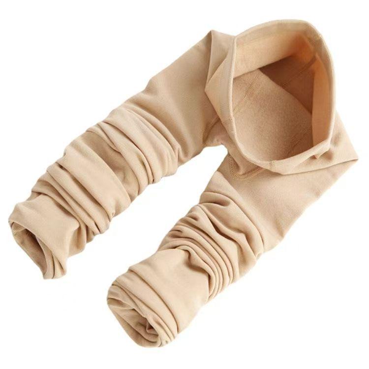 Women's Brushed Fleece Velvet Pantyhose: Autumn/Winter, Foot-Covering, 100g Thin Velvet Cropped Pants