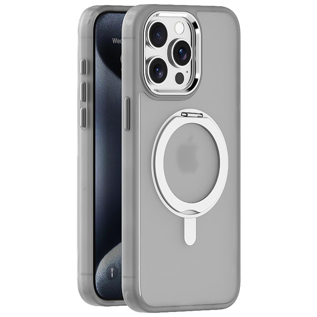 Für iPhone 15 Pro Hülle Magnetischer Ständer TPU+Acryl Handyhülle Hautgefühl