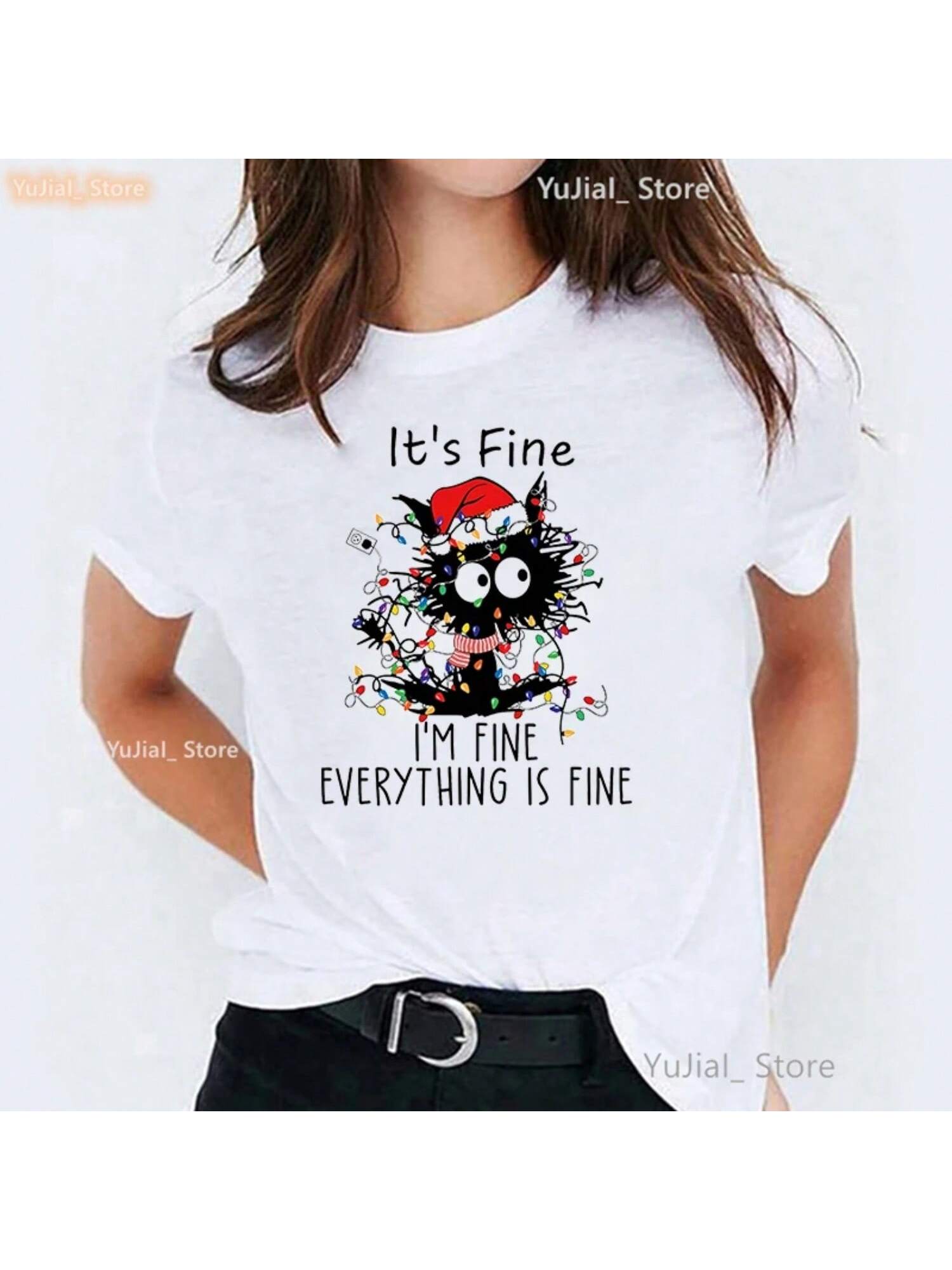 

It S Fine I Am Fine Everything Is Fine Ants Graphic Printed T Shirt Girls Christmas Gift Tshirt Women Pink Gray Yellow T-Shirt S