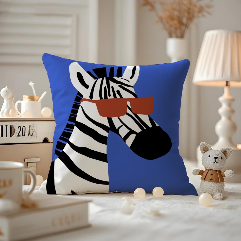 

Cartoon animal Cushion Cover Antidustmite Pillowcase Invisible zipper silky short plush Sofa cushion cover 30X30cm
