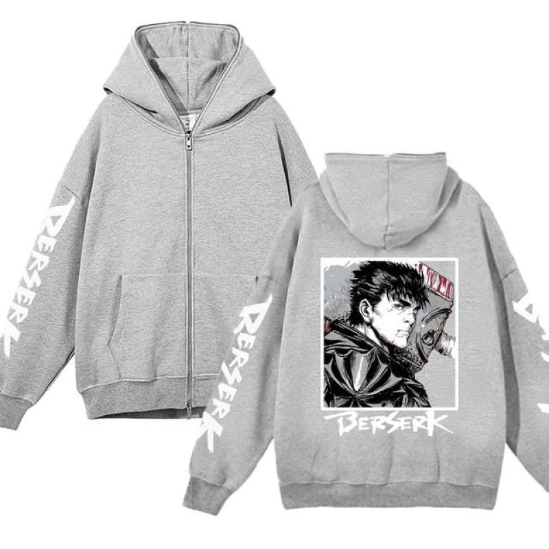 Berserk Hoodie Jackets Anime Guts Zipper Hoodies Casual Fleece Oversized Sweatshirt Loose Hip Hop Streetwear Zip Up Jacket Coats