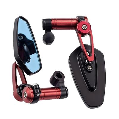 SZYUMO Universal Motorcycle Scooter Compatible Aluminum Alloy Folding Mirror, Blue Glass, Anti-Glare, Adjustable, Left