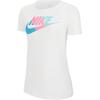 T-shirt Blanc à Manches Courtes et Col Rond pour Femme avec Impression de Lettres Logo CQ0961-100