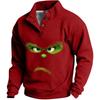 Men's Christmas Print Sweatshirt with Button Placket Casual Pullover