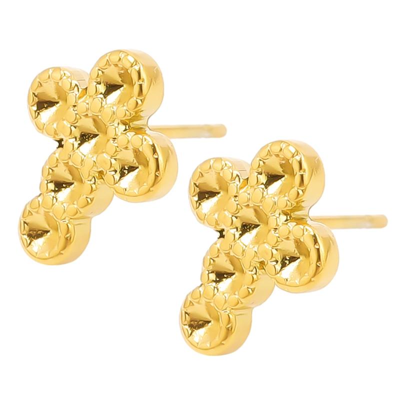 Fashion Ear Studs Gold Color Sun Heart Flower Stainless Steel Earrings For Women Men Accessories Ear Jewelry Fit DIY Rhinestone