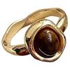 2Pcs Tiger Eye Stone Ring for Men Women, Adjustable Natural Stone Open Ring, Vintage Statement Ring, Jewelry Gift for Him Her