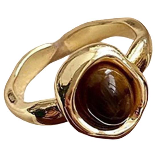 2Pcs Tiger Eye Stone Ring for Men Women, Adjustable Natural Stone Open Ring, Vintage Statement Ring, Jewelry Gift for Him Her