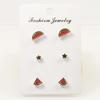 S925 Silver Needle Small Fresh Summer Oil Dripping Watermelon Stud Earrings Set Combination Fruit Super Fairy Cute Earrings