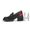 Women's spring new versatile one-pedal thick heel inner height increase small leather shoes buckle camellia single shoes women