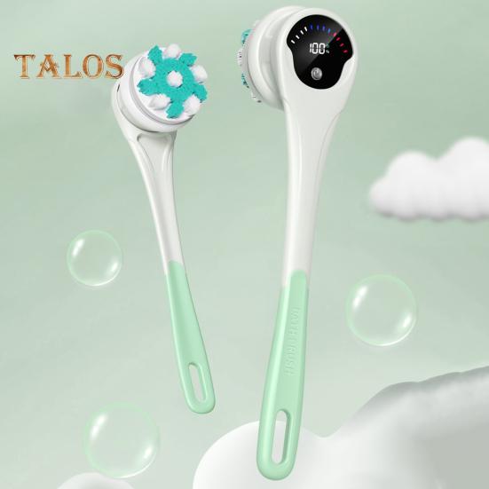 Elektrický koupelový kartáč s 5 kartáčovými hlavicemi Vodotěsný Dobíjecí Design s dlouhou rukojetí 3-rychlostní rotace Sprchový masážní kartáč