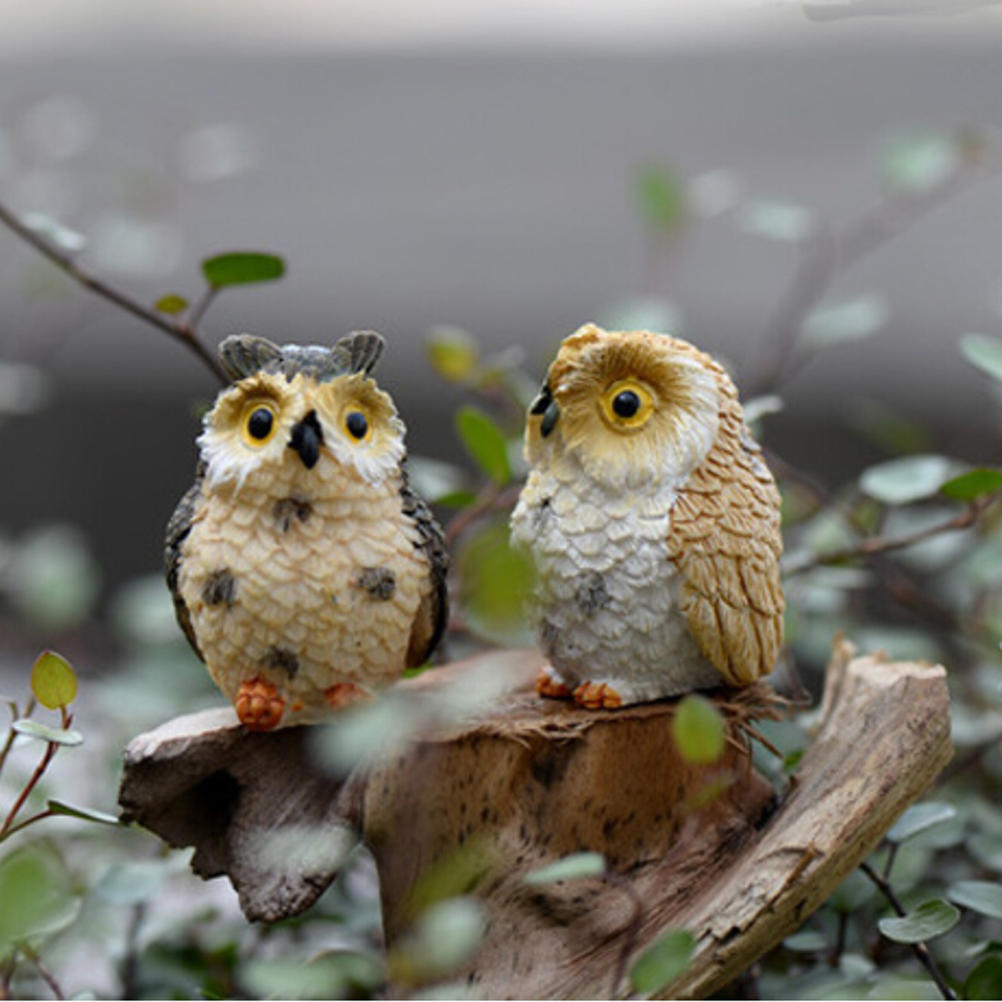 4pcs Barefoot Owl Moss Micro Landscape, Creative Green Plant Decoration Ornaments, Fresh Gifts For Friends