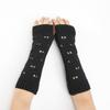 Unisex Half Finger Gloves Jacquard Heart Knitted Arm Wrist Sleeve for Winter