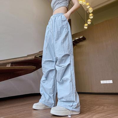 Nylon Summer Thin Latest American Everyday Straight High-waisted Quick-drying Wide-leg Pants