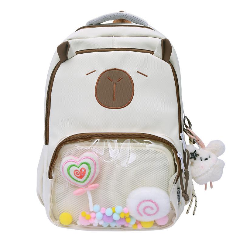 Schoolbag female new cute ugly cute cartoon pain layer backpack high value primary and secondary school students large capacity backpack male