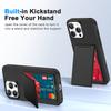 New Luxury Solid Color Matte Wallet Card Slot Bracket Phone Case For iPhone 16 Pro Max 14 11 12 13 15 Pro Max Bumper Back Cover