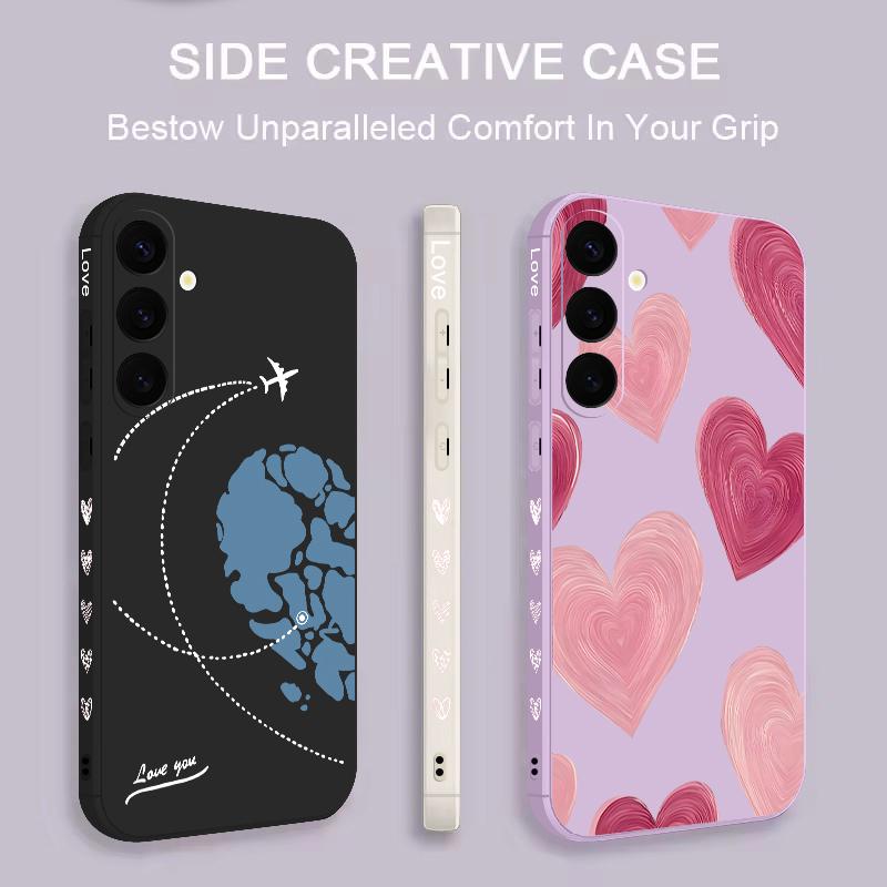Creative Heart Pattern Case For Samsung Galaxy S26 S25 Ultra S24 S23 S22 Plus S21 FE A15 A16 A17 A35 A36 A54 A55 A56 5G Soft Cover