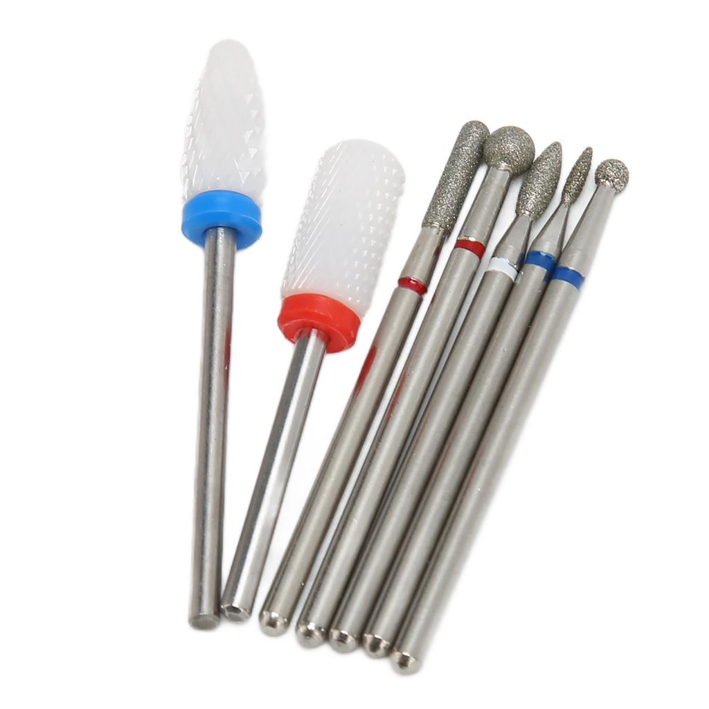 7pcs Nail Drill Bits Set Tungsten Ceramic Manicure Pedicure Left Right Handed Acrylic Gel Cuticle Remover Nail Bits