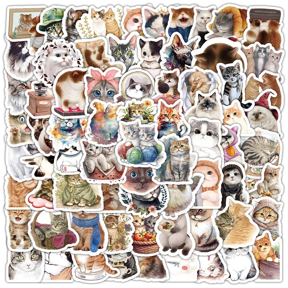 1800 Realistic Cartoon Kitten Stickers: Cute Cat Graffiti Collection for Creative Decoration