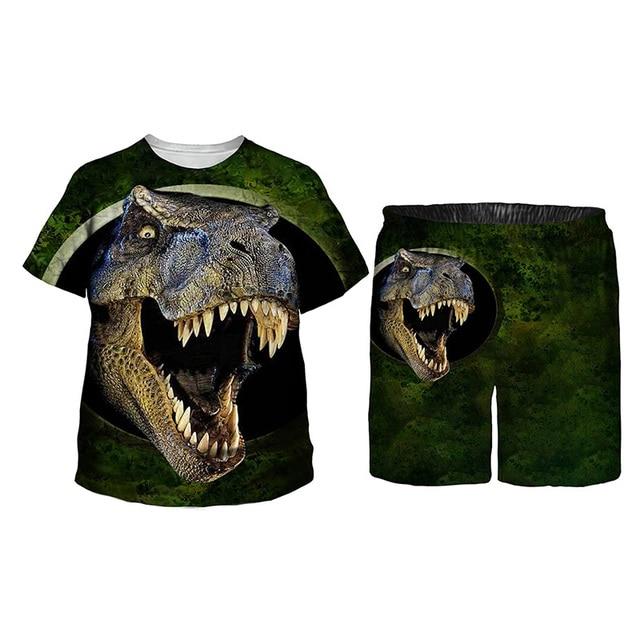 Dinosaur Printed Children Clothing Sets Baby Men Clothes Girls Short Sleeve T shirt+Shorts 2pcs Summer Suits
