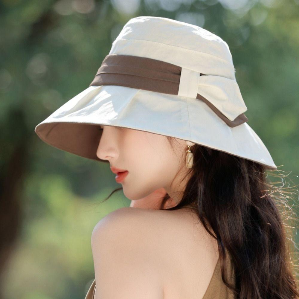 Casual Solid Color Ladies Sun Hat Sun Protection Thin Style Bucket Hat Basin Cap Hiking Adventure
