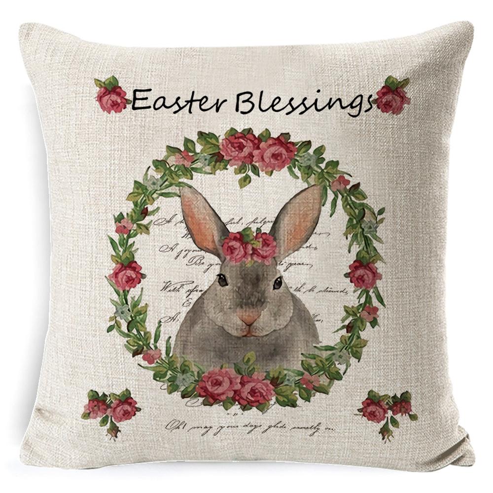 New Digital Printing Easter Theme Pillow Cover Cushion Cover Cute Bunny Truck Animal Pillow Cover