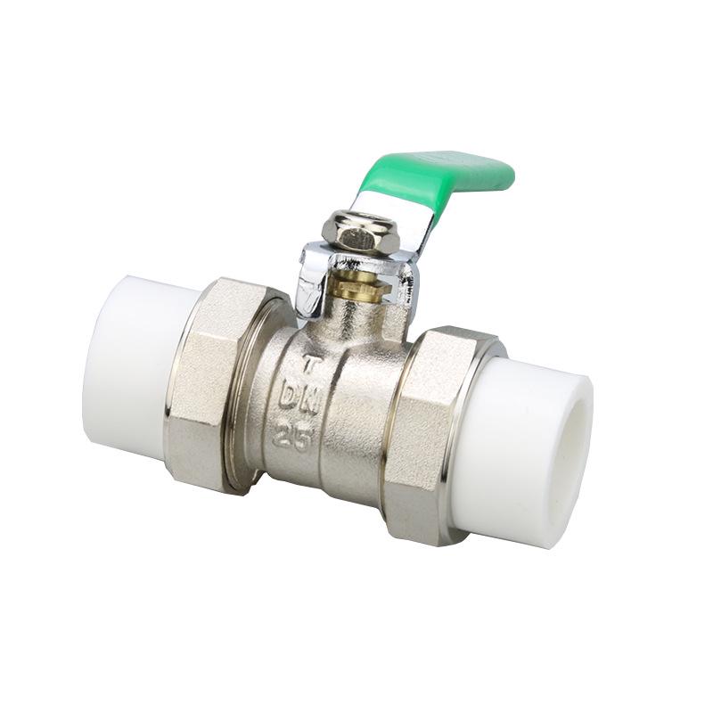High-Temperature PPR Ball Valve: Double Union, Copper, Hot Melt, Sizes 20-75, Water Pipe & Switch