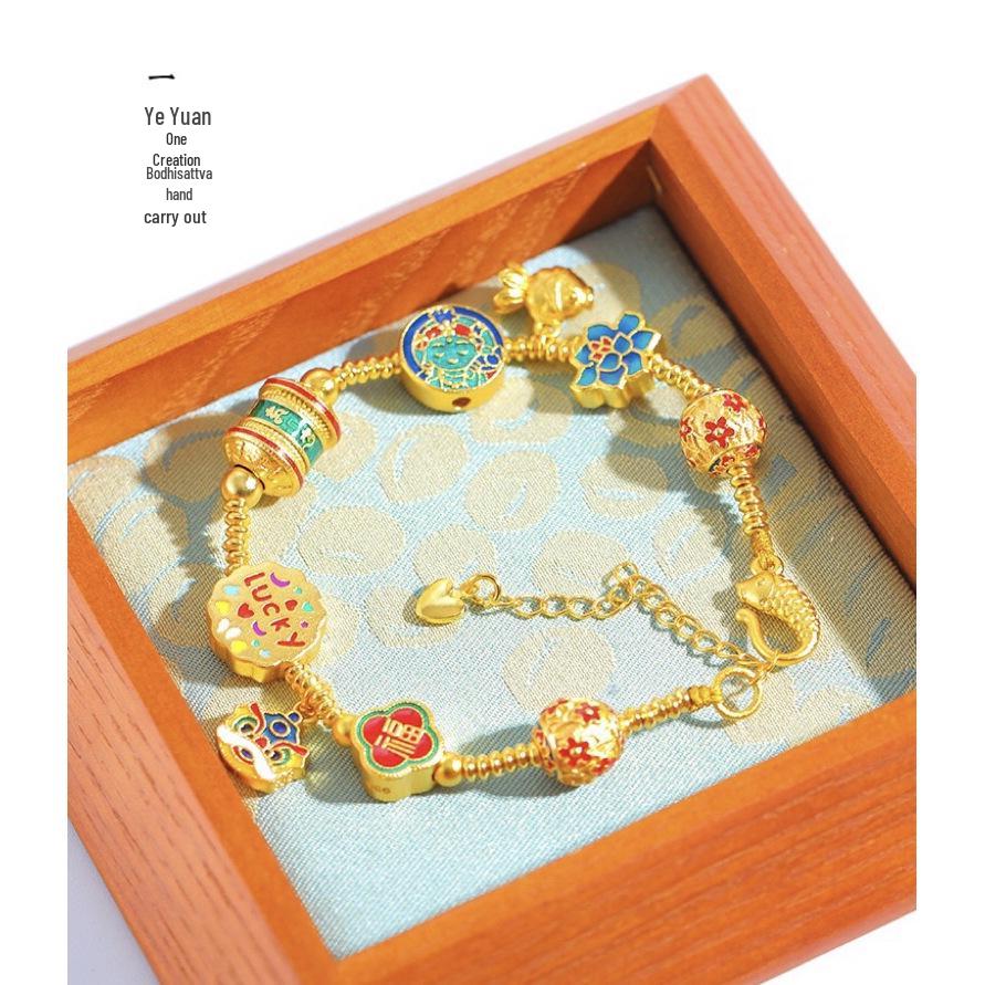 Долговечный Вьетнамский Золотой Браслет  Фу  Зеленая Тара Богатства для Женщин – Ручная Работа