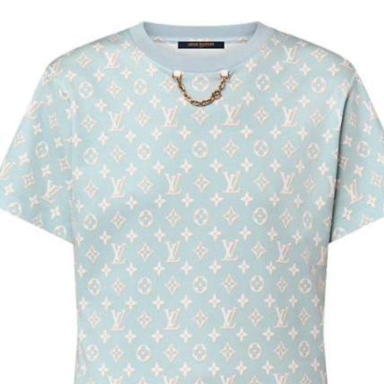 Louis Vuitton FW23 Short Sleeved Dress Women's Blue 1ABYHV