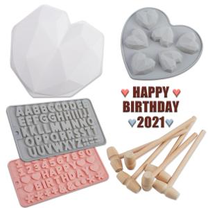 

12pcs set Silicone Mold Heart-shaped Shaper For Cake Chocolate Baking Accessories Pink blue suit#0