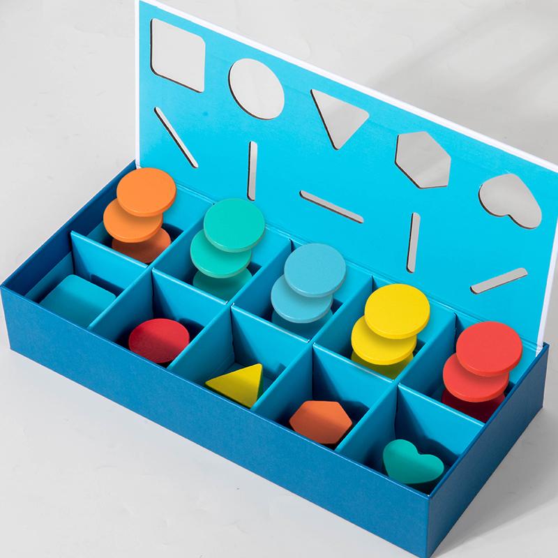 Montessori Teaching Aids Baby Wooden Color Shape Classification Box Cognitive Matching Color Recognition Early Education Puzzle