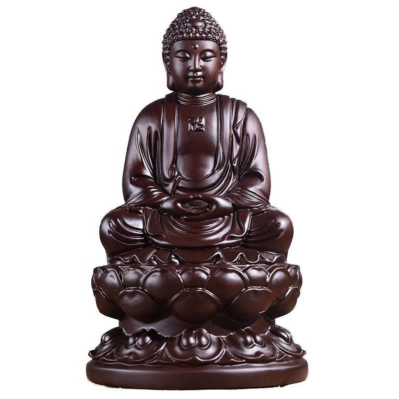 Sandalwood Wood Carving Sakyamuni Buddha Ornament Office Home Furnishing Home Desktop Decorative Ornaments Solid Wood Statue