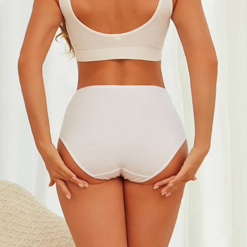FINETOO Baumwolle Damen Slips Übergröße Nahtlose Unterwäsche Hohe Taille Einfarbig Slips Atmungsaktive Dehnbare Lingerie Sportshorts