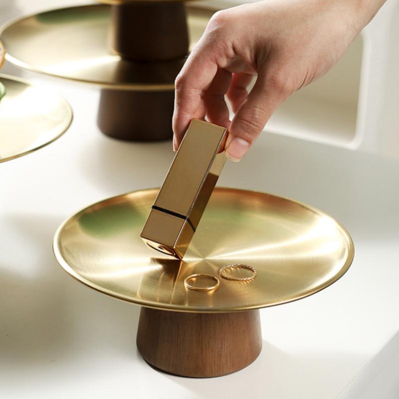 Stojan na dort 17/20/22cm, tác na dort, stojan na ovoce, dřevěná základna, nerezový stůl na čaj, odpolední čaj, stojan uprostřed