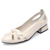 3cm Rundkopf Bequeme Weiche Lederschuhe Damen Sandalen Sommer 2025 Ausschnitt Lochschuhe Quadratische Absätze Sandalen Strand Mama