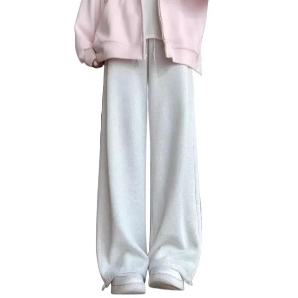 High Waist Casual Dragging Pants Y2K Drawstring Pants Women Soft Wide Leg Loose Pants  Lady