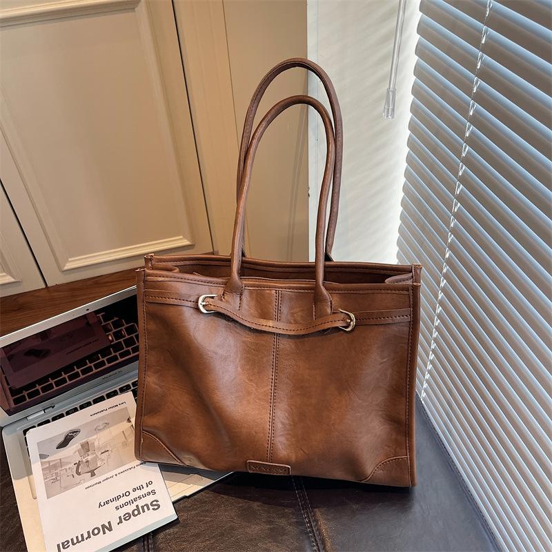 

New high-end large-capacity tote bag, simple and fashionable commuter to work, shoulder bag, underarm bag, large bag. коричневий