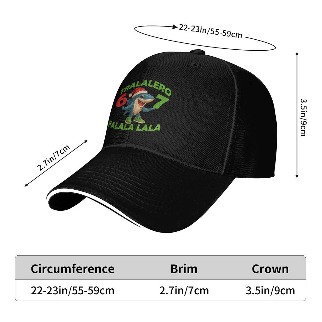 Tralalero Tralala Funny Italian Brainrot 67 Six Seven Meme Baseball Cap Hiking Fishing Trucker Hat Men Classic Baseball Caps
