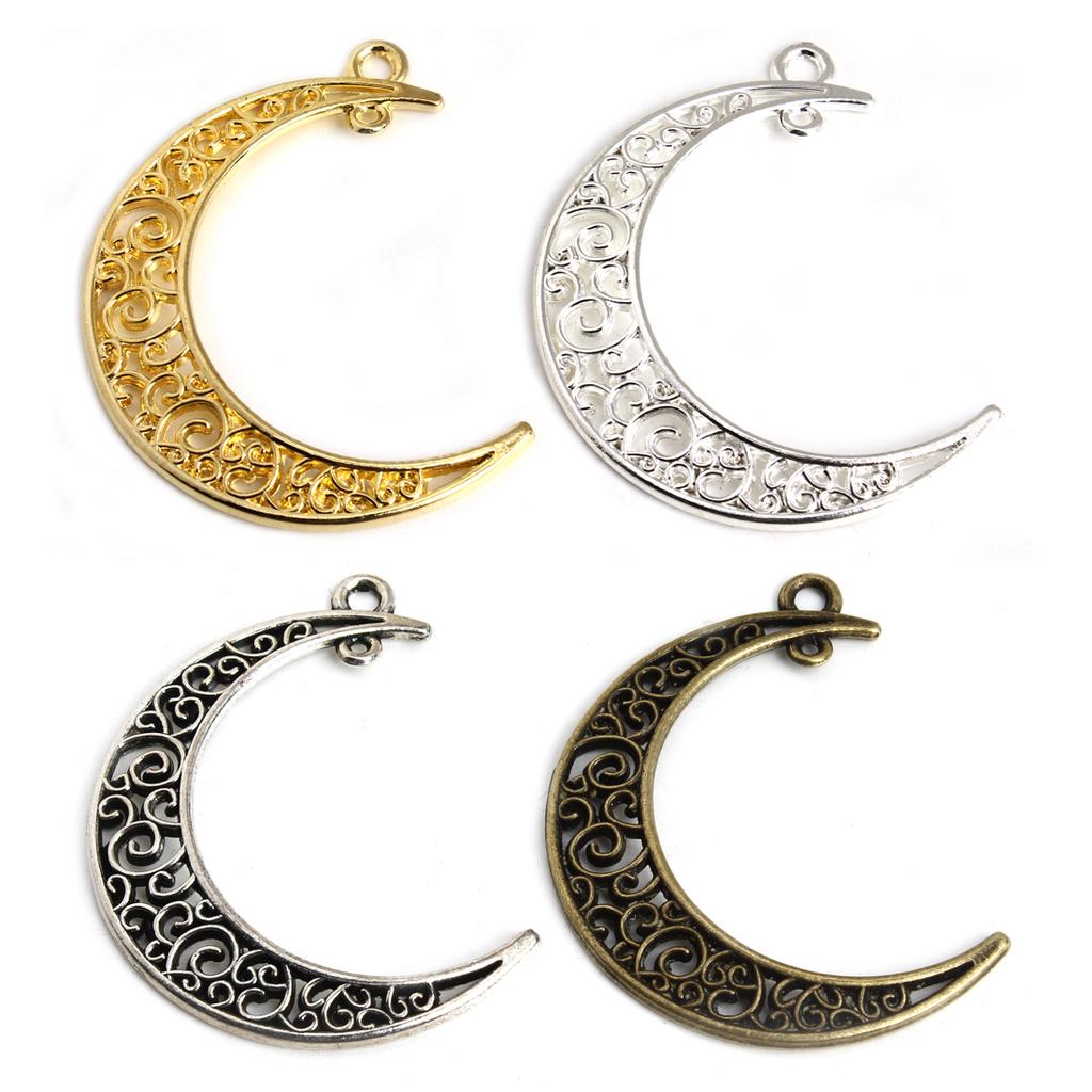 10pcs/lot 41x30mm Vintage Metal Alloy Hollow Moon Charms Jewelry Pendants Findings DIY Jewelry Making Accessories Wholesale