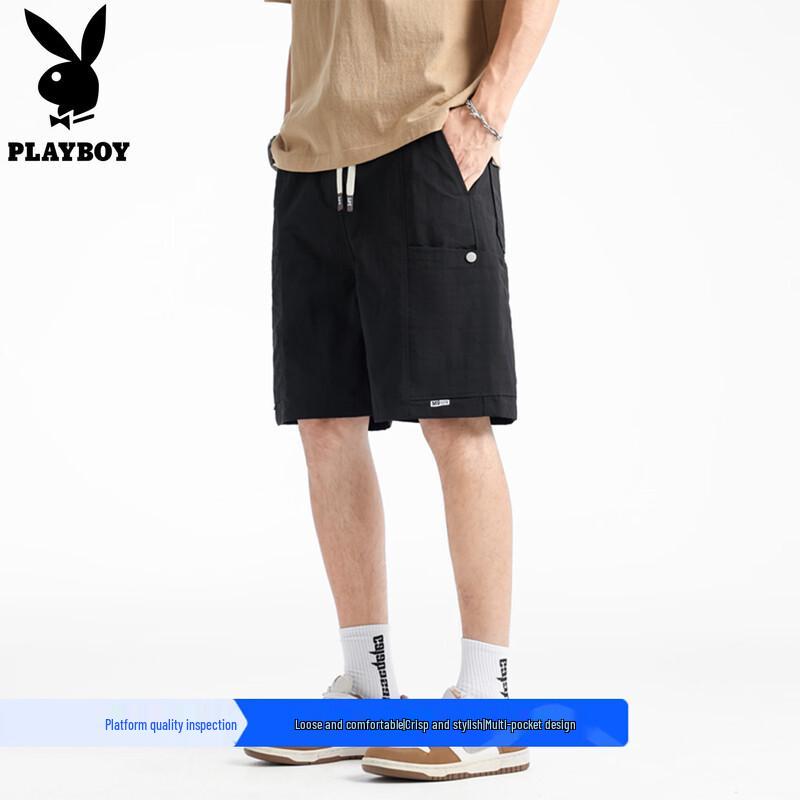 PLAYBOY Men s Ice Silk Loose Straight Cargo Shorts 2XL
