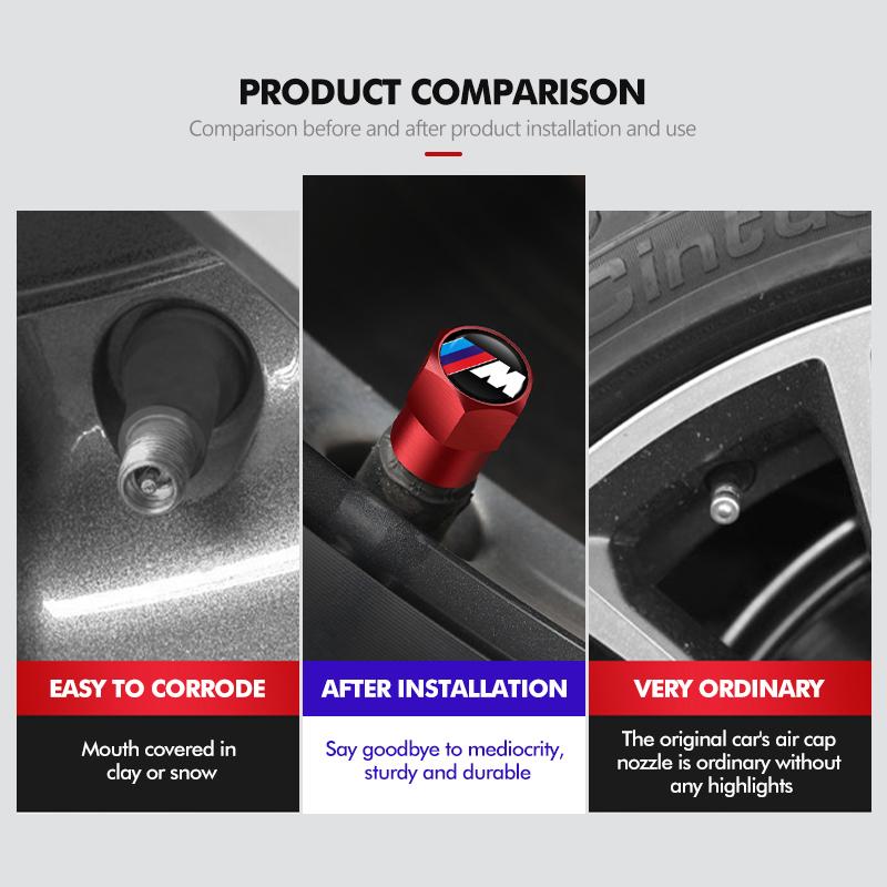 For BMW 4PCS Aluminum Car Wheel Tire Valve Cap Cover Auto Accessories X1 X2 X3 X4 X5 X6 X7 G20 G30 6GT E46 E90 E60 F10 E39