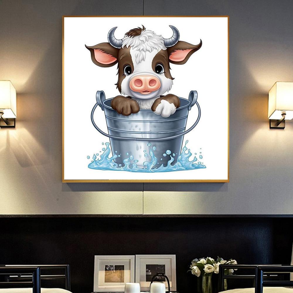 Diamond Painting Cow Cartoon Full Square Round 5D Diy Embroidery Mosaic Animal Home Decor Handmade Gift