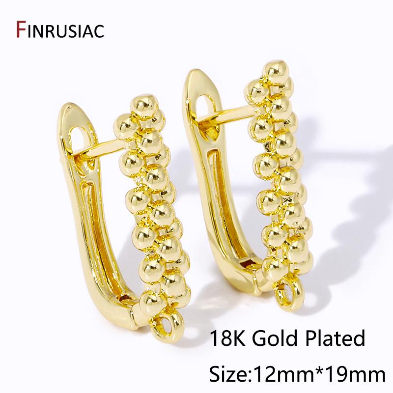 

18K Gold Plated Brass Shvenzy Earrings Fixtures Earwire Ball Earring Hooks Clasps For DIY Earrings Making Findings 1 pair