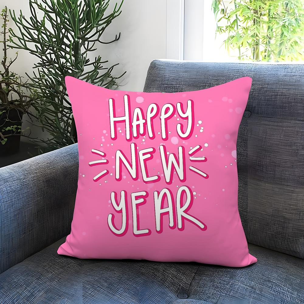 Holiday New Years Day Cushion Cover Comfortable Reversible Pillow Cover Ideal for Car Sofa Bedroom  Beyond